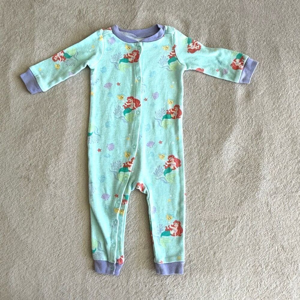Disney Baby Girl Little Mermaid Ariel Long sleeved One Piece Pajamas